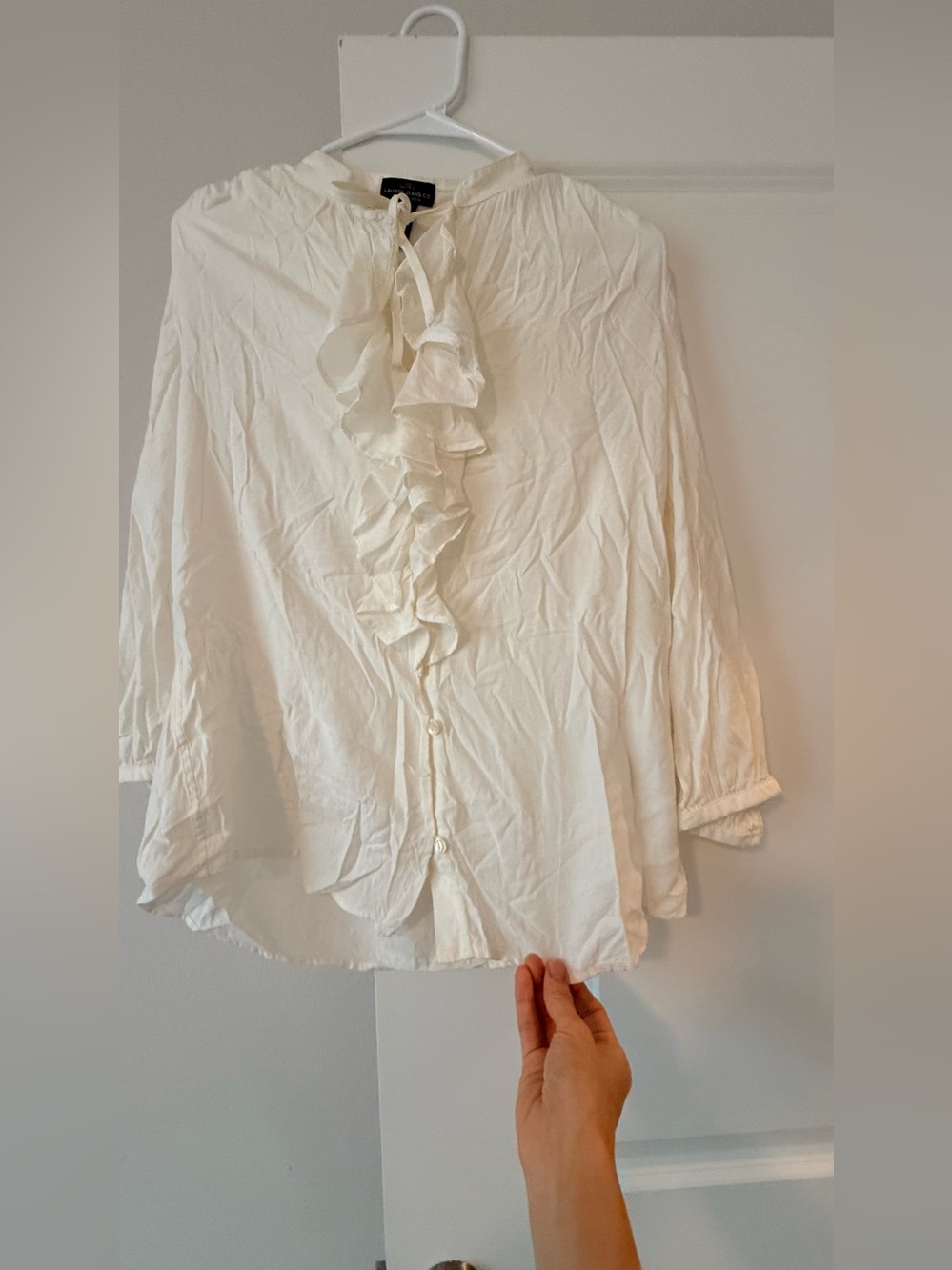 Ralph Lauren Ivory Ruffle Front Blouse - Picture 4 of 9